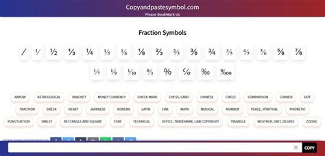 Fraction Symbols - ½ ⅓ ¼ ⅕ ⅔ - CopyAndPasteSymbol.Com | Line math ...