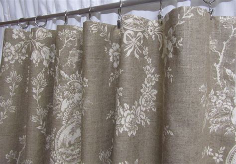 French Country Curtains Neutral Toile Drapes Linen-Colored