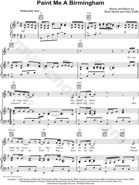 Tracy Lawrence "Paint Me a Birmingham" Sheet Music in G Major ...