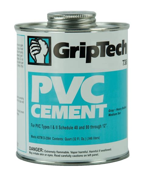 GripTech Gray PVC Swimming Pool Plumbing Cement Glue - 32 fl oz ...