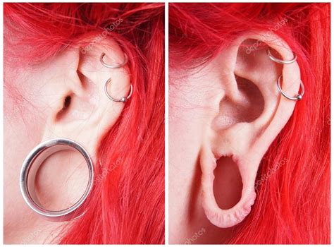 Piercing du lobe de l'oreille tendue — Photographie buecax © #36523941