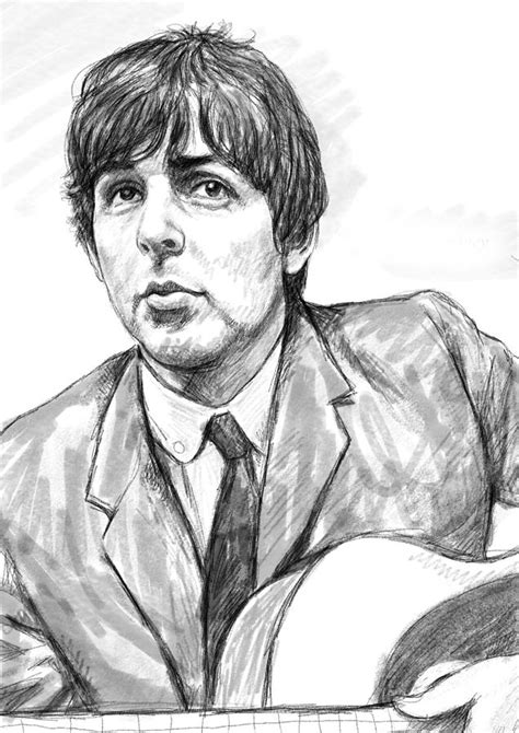 Paul Mccartney Art Drawing Sketch Portrait Painting by Kim Wang