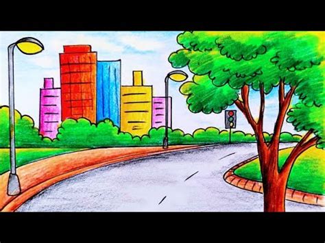 City scenery drawing step by step (very easy) || শহরের দৃশ্য অংকন - YouTube