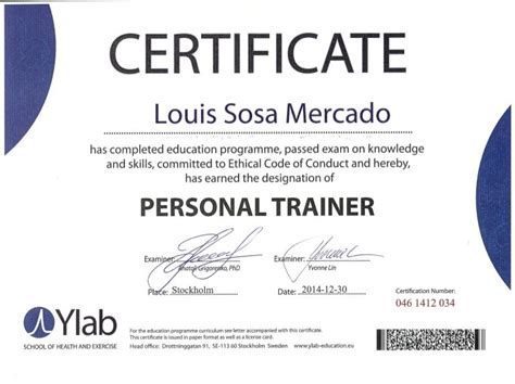 Personal Trainer Certificate Template