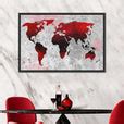 Crimson World Map Wall Art | Digital Art