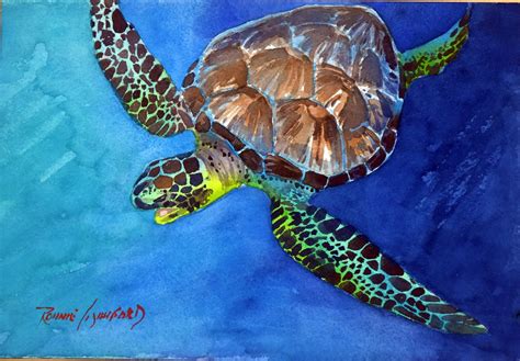 Green Sea Turtle (Watercolor) - The Art of Aaron Blaise