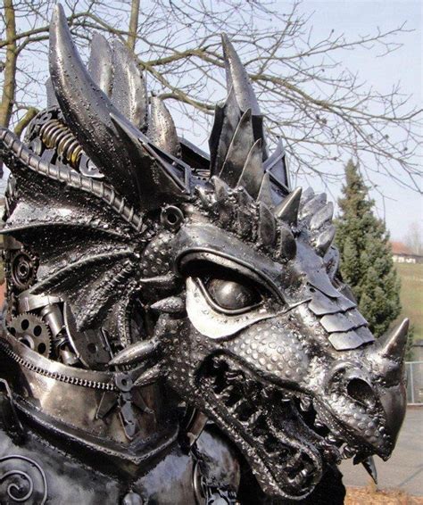 Recycled Metal Made into Steampunk Sculptures | Dragon art, Dragon ...