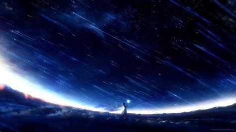 Anime Girl Stargazing Meteor Shower Live Wallpaper - MoeWalls