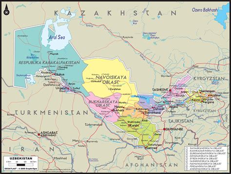 Detailed Political Map Of Uzbekistan Ezilon Maps Images