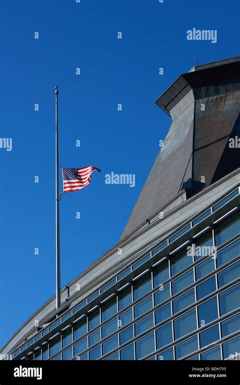 he flag was flown at half-mast on the United States Embassy building in ...