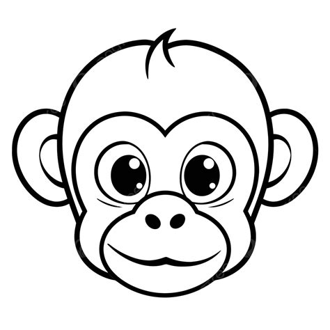 Monos Lindos Cara Para Colorear Página Esquema Boceto Dibujo Vector PNG ...