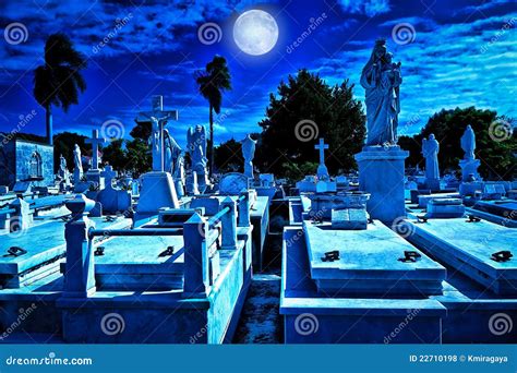 Cemetery at night with stock photo. Image of faith, catholicism - 22710198