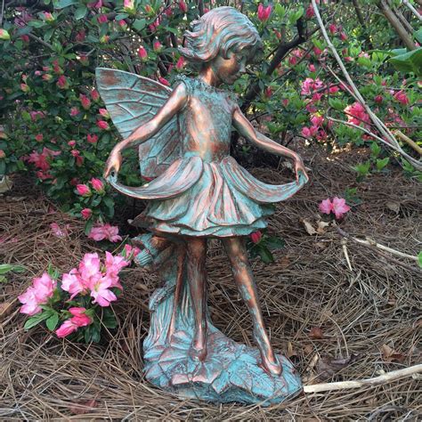 Homestyles 16.5"H Emily Flower Fairy in Bronze Patina Home Patio ...