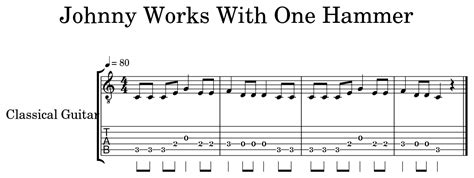 Johnny Works With One Hammer - Sheet music for Classical Guitar