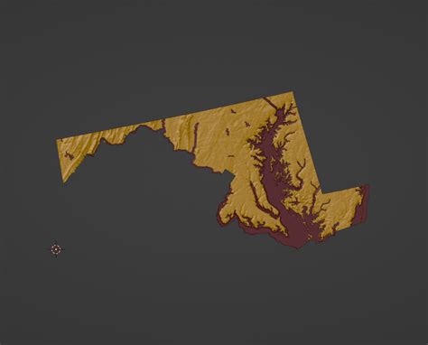 Maryland, USA (MD) Topographic Map with Rivers by ansonl | Download free STL model | Printables.com