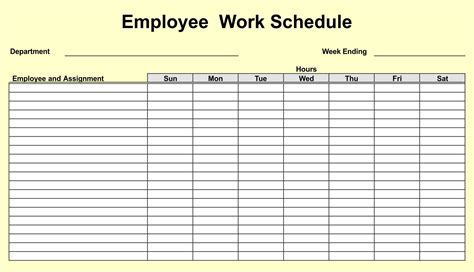 Employee Worksheet Template