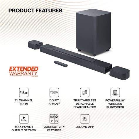 JBL Bar 800 Pro, 7.1 (5.1.2) Channel Truly Wireless Soundbar with True ...