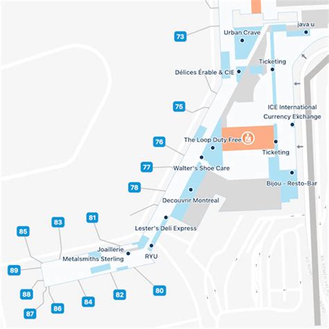 Montreal Trudeau Airport YUL Domestic Area Map