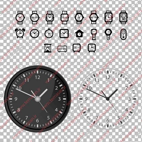 وکتور ساعت دیواری ، وکتور ساعت شنی ، وکتور ساعت مچی Clock Vectors - تم آسان