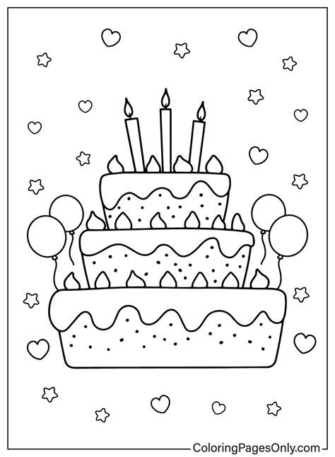 Birthday Cake Printable Coloring Page - Free Printable Coloring Pages