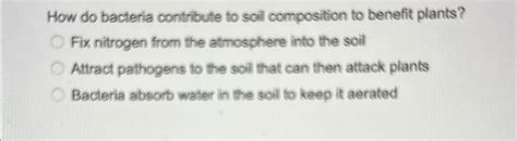 Solved How do bacteria contribute to soil composition to | Chegg.com