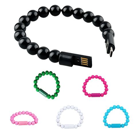 Aliexpress.com : Buy ET Wearable USB Charging Bracelet Beads Charging Cable Portable USB Phone ...