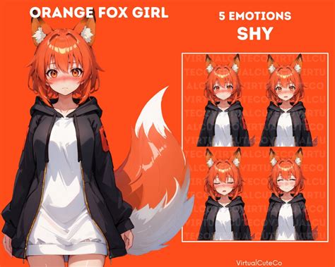 Orange Fox Girl Pngtuber Catgirl Pngtuber Ready to Use Multiple ...