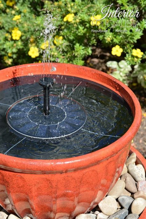 Bird Bath Solar Pump In DIY Plant Pot Water Fountain | The Interior Frugalista | Water fountains ...
