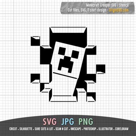 Minecraft Creeper Stencil Design SVG – Origin SVG Art