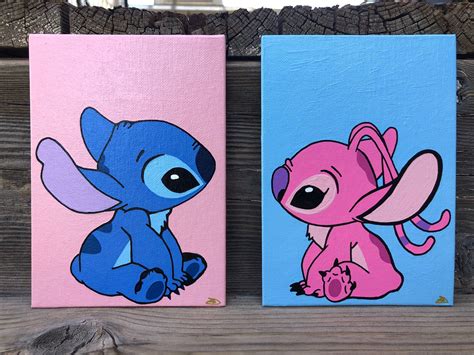 Stitch and Angel Matching Paintings Couples Friends - Etsy Canada ...