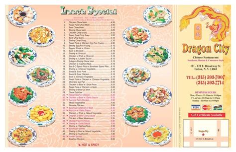 Menu at Dragon City restaurant, Fulton