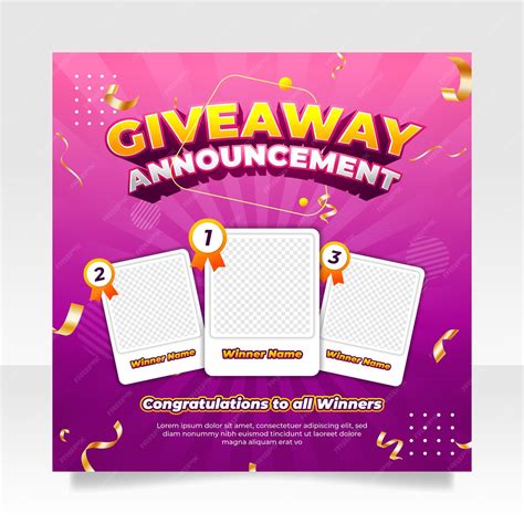 Premium Vector | Giveaway winner announcement social media post banner template