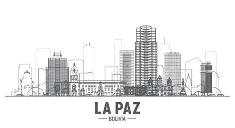 Free Vector | La paz bolivia lines the city skyline in white background ...