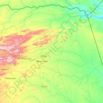 Thulamela Local Municipality topographic map, elevation, terrain