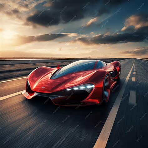 Premium AI Image | a red sports car driving on a road