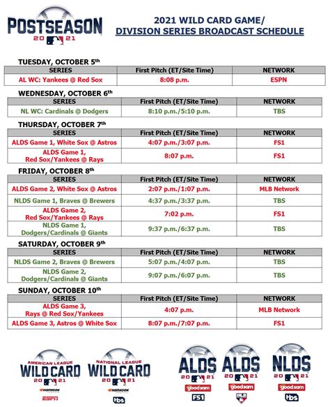 MLB Communications on Twitter: "The broadcast schedule for Postseason ...