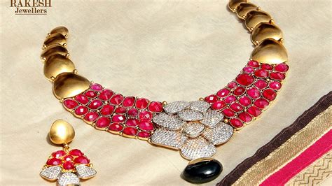 Diamond Ruby Necklace Set from Rakesh Jewellers - South India Jewels
