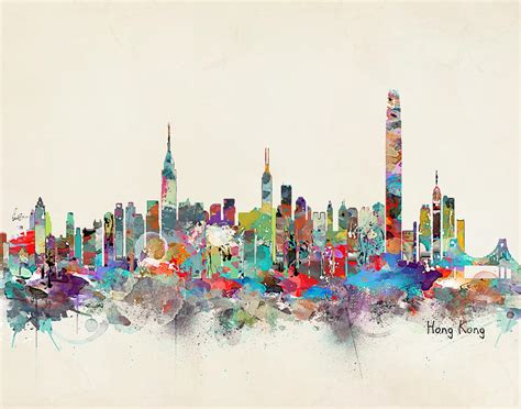 Hong Kong Skyline Painting by Bri Buckley - Pixels