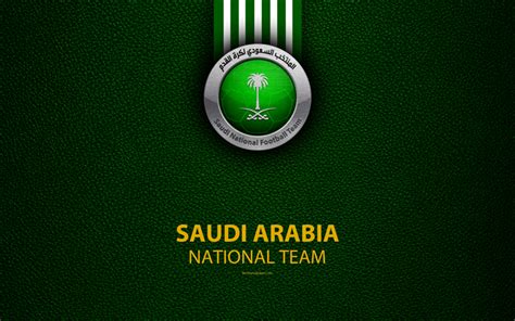 Download wallpapers Saudi Arabia football national team, 4K, leather texture, emblem, logo, The ...