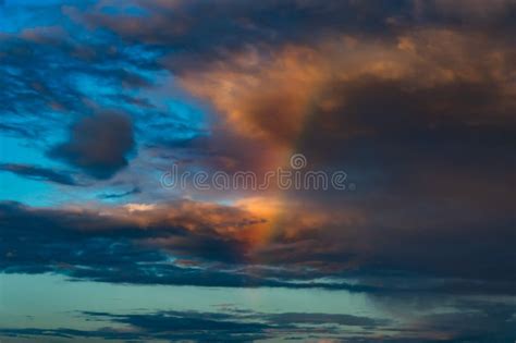 Rainbow in the Sky with Clouds Stock Photo - Image of scenic ...