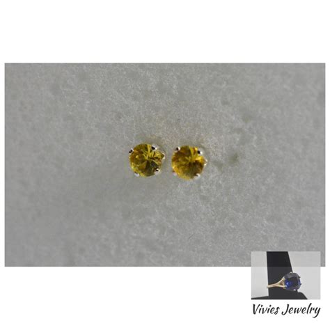 yellow sapphire earrings | sapphire studs, sterling silver, 3mm, small earrings,september ...