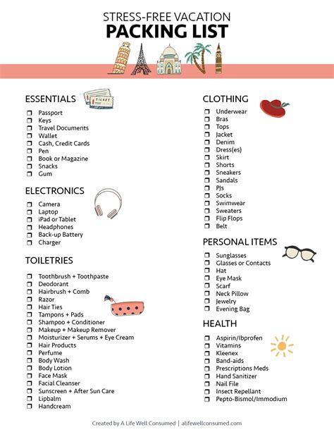 Woman Printable Pack Checklist