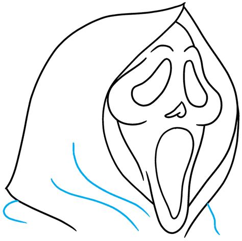 How to Draw the Scream Mask Step 09 Easy Halloween Drawings, Cool Easy Drawings, Scary Drawings ...