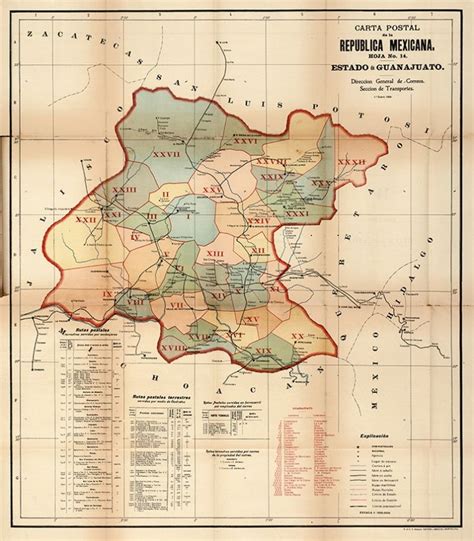 Map of Guanajuato, Mexico, 1904. Vintage Restoration Hardware Home Deco ...