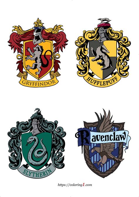 Harry Potter House Crests Coloring Pages - 2 Free Coloring Sheets (2021)