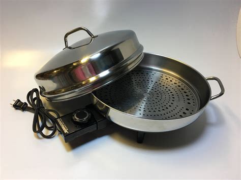 Farberware 12" Electric Skillet 344 Vtg High Dome Lid Stainless Steel ...