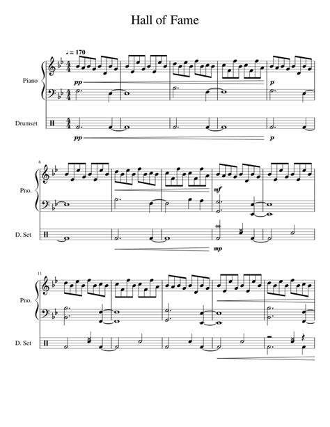 Hall of Fame Sheet music for Piano, Drum group (Mixed Duet) | Musescore.com