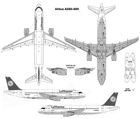 Airbus A320-200 Blueprint - Download free blueprint for 3D modeling