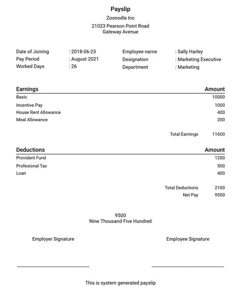 Domestic Worker Salary Slip Template - 2024 Company Salaries