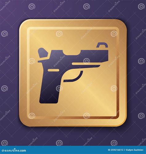 Purple Pistol or Gun Icon Isolated on Purple Background. Police or ...